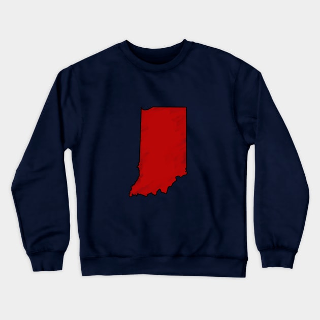 Indiana - Red Outline Crewneck Sweatshirt by loudestkitten